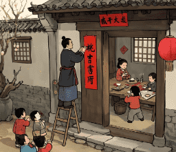 春节贴春联：从桃符驱鬼到笔墨迎春的千年演变